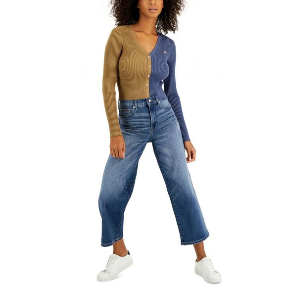 Tommy Hilfiger Sweaters - NWT Tommy Jeans V-Neck Pullover Colorblock Sweater T2HS0CZE XL Otter Multicolor